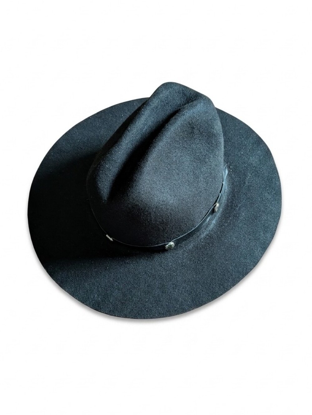 Lammle's Cowboy Hat Smithbilt Western Flat Brim Black Wool Felt Size 6 3/8